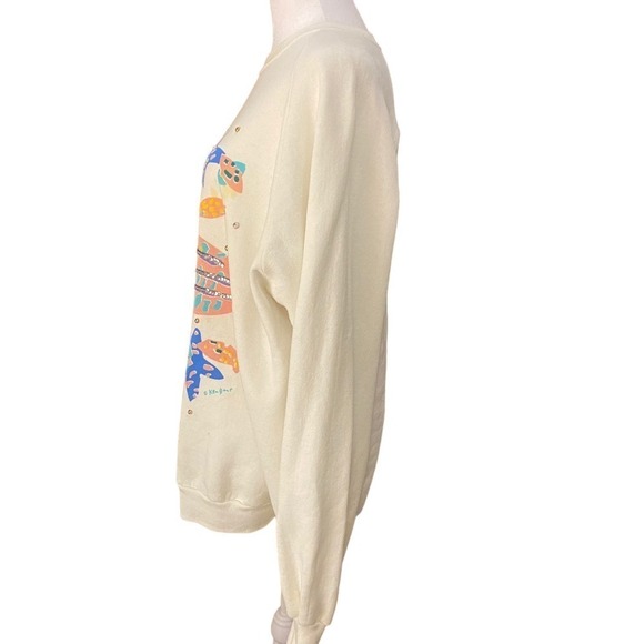 Vintage 80s Ken Done Australia Pullover Sweatshirt Long Sleeve White Medium - Picture 3 of 11